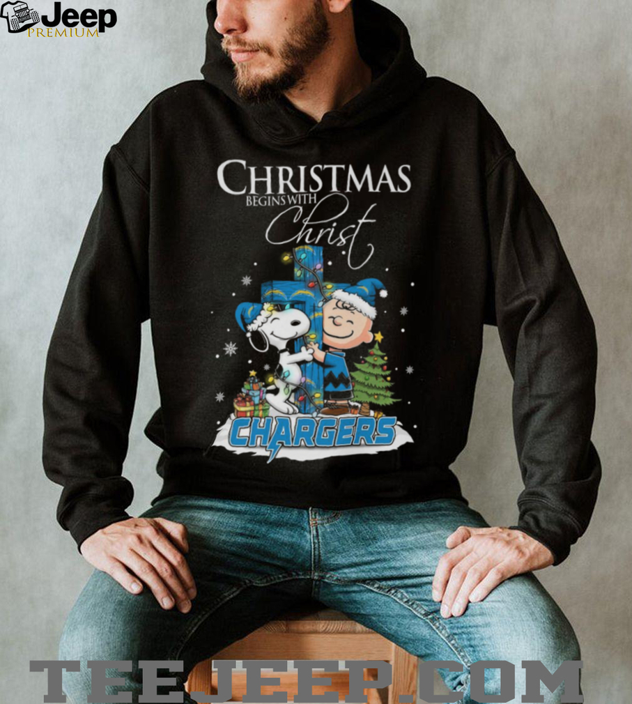 Los Angeles Chargers Snoopy Begins With Christ And Friends Peanuts Christmas Shirt Los Angeles Chargers Snoopy Begins With Christ And Friends Peanuts Christmas Shirt