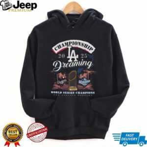 Los Angeles Dodgers '47 Black 2025 World Series Champions Dreaming Franklin T Shirt