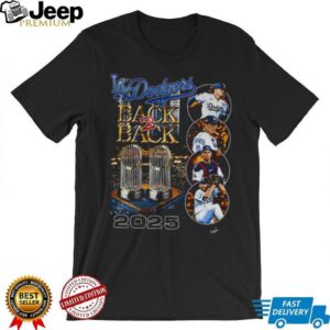 Los Angeles Dodgers Back 2 Back 2025 World Series Champions trophy graphic shirt Los Angeles Dodgers Back 2 Back 2025 World Series Champions trophy graphic shirt