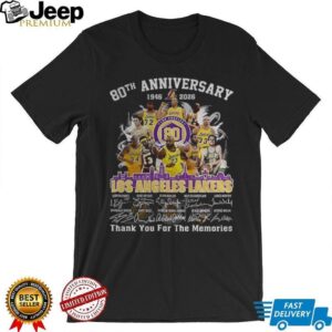 Los Angeles Lakers 80th Anniversary 1947 2026 Obsession thank you for the memories signatures shirt