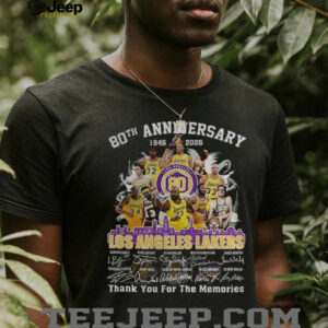 Los Angeles Lakers 80th Anniversary 1947 2026 Obsession thank you for the memories signatures shirt