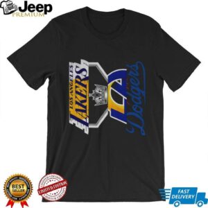 Los Angeles Teams Dodgers Kings Lakers and Rams logo shirt