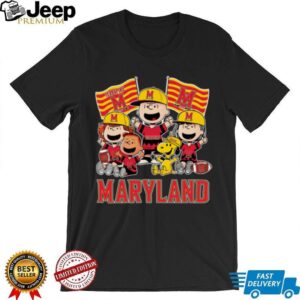 Maryland Terrapins Shop Snoopy Charlie Brown And Friends Terrapins Flags T Shirt