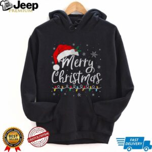 Merry Christmas Lights Santa Hat Xmas Family Matching Pajama T Shirt