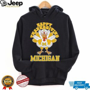 Michigan Wolverines Turkey Helmet Happy Thanksgiving Shirt