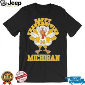 Michigan Wolverines Turkey Helmet Happy Thanksgiving Shirt