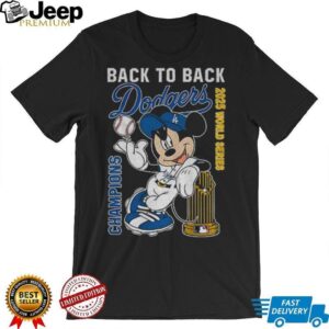 Mickey x Los Angeles Dodgers Back to Back 2025 World Series Champions MLB shirt