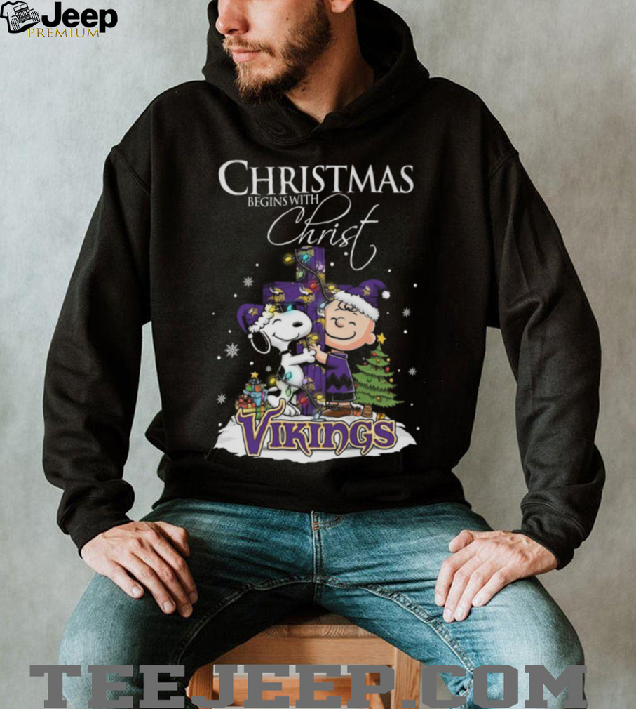 Minnesota Vikings Snoopy Begins With Christ And Friends Peanuts Christmas Shirt Minnesota Vikings Snoopy Begins With Christ And Friends Peanuts Christmas Shirt
