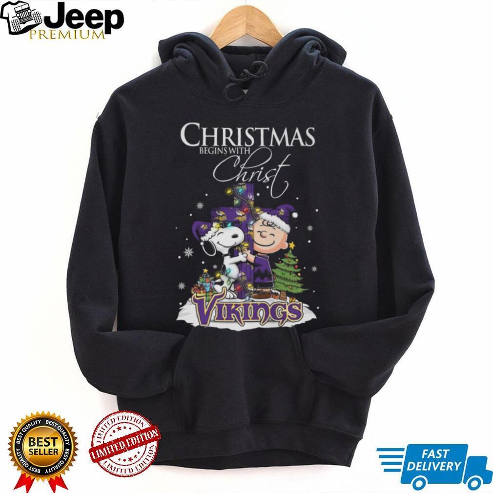 Minnesota Vikings Snoopy Begins With Christ And Friends Peanuts Christmas Shirt Minnesota Vikings Snoopy Begins With Christ And Friends Peanuts Christmas Shirt