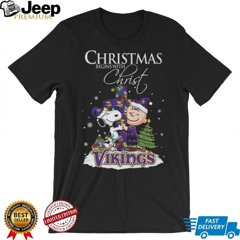Minnesota Vikings Snoopy Begins With Christ And Friends Peanuts Christmas Shirt Minnesota Vikings Snoopy Begins With Christ And Friends Peanuts Christmas Shirt