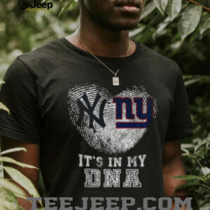 New York Yankees and Giants Split Heart T Shirt