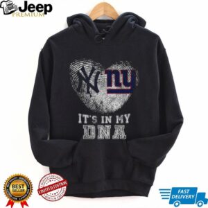 New York Yankees and Giants Split Heart T Shirt