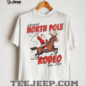 North Pole Rodeo Cowboy Santa Western Roping Christmas shirt