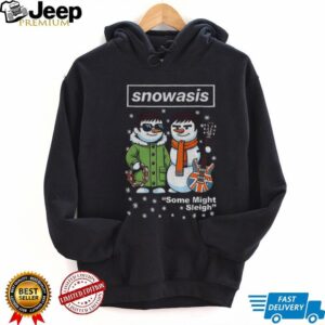 Oasis Band x Snowman Snowasis some might sleigh Merry Christmas shirt