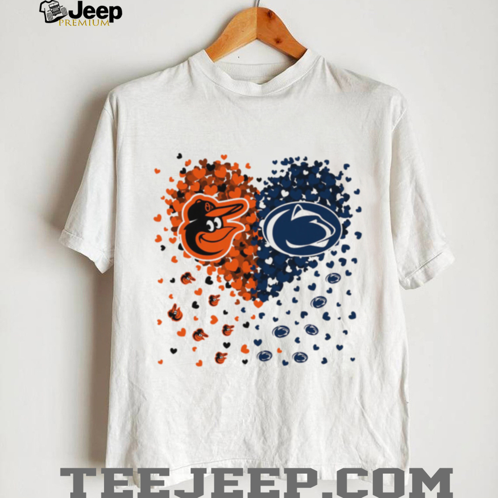 Orioles and Nittany Lions Split Heart T Shirt Orioles and Nittany Lions Split Heart T Shirt