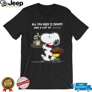 Peanuts Snoopy and Woodstock Coffee and Cookies T Shirt
