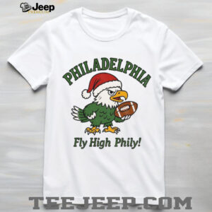 Philadelphia Eagles football mascot Santa hat Fly High Phily NFL Football shirt