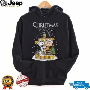 Pittsburgh Steelers Snoopy Begins With Christ And Friends Peanuts Christmas Shirt