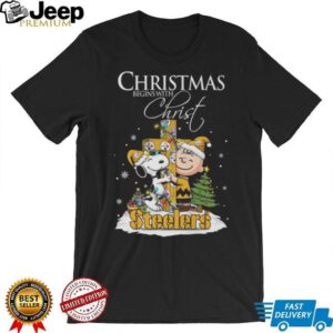 Pittsburgh Steelers Snoopy Begins With Christ And Friends Peanuts Christmas Shirt