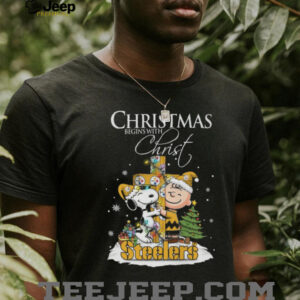 Pittsburgh Steelers Snoopy Begins With Christ And Friends Peanuts Christmas Shirt