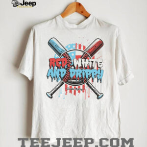 Red White and Drippy Baseball T shirt