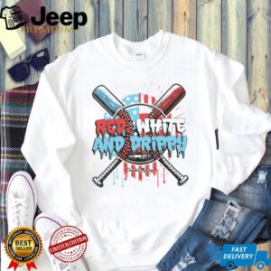 Red White and Drippy Baseball T shirt