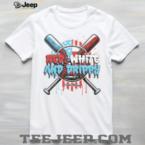 Red White and Drippy Baseball T shirt