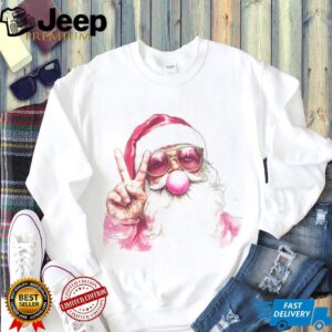 Retro Santa Christmas Blowing Bubble, Vintage Merry Christmas Sweater, Funny Santa With Sunglasses Xmas Holiday Shirt