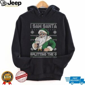 Santa Claus drinking beer Splitting G I saw Santa splitting the G Christmas shirt Santa Claus drinking beer Splitting G I saw Santa splitting the G Christmas shirt