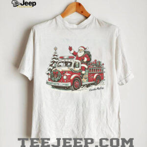 Santa and Firetruck Christmas T Shirt