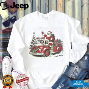 Santa and Firetruck Christmas T Shirt