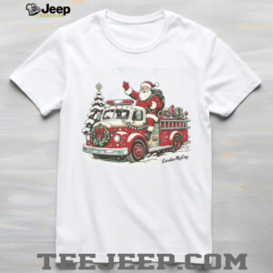 Santa and Firetruck Christmas T Shirt