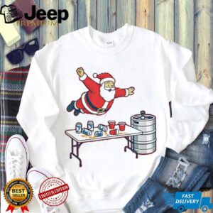 Santa beer pong table dive Christmas shirt