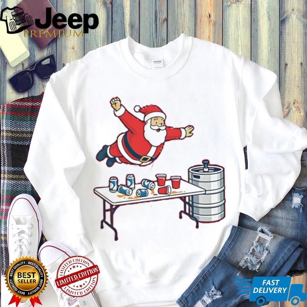 Santa beer pong table dive Christmas shirt Santa beer pong table dive Christmas shirt