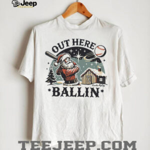 Santa’s Baseball Out Here Ballin Christmas Tee