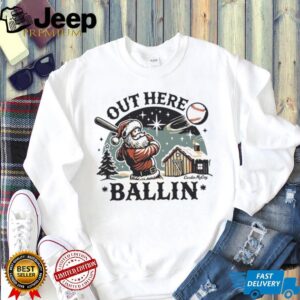 Santa's Baseball Out Here Ballin Christmas Tee