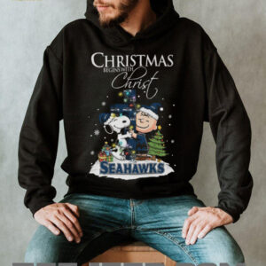Seattle Seahawks Snoopy Begins With Christ And Friends Peanuts Christmas Shirt Seattle Seahawks Snoopy Begins With Christ And Friends Peanuts Christmas Shirt