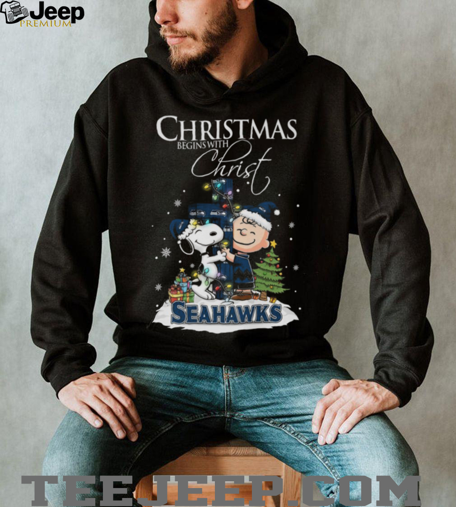 Seattle Seahawks Snoopy Begins With Christ And Friends Peanuts Christmas Shirt Seattle Seahawks Snoopy Begins With Christ And Friends Peanuts Christmas Shirt