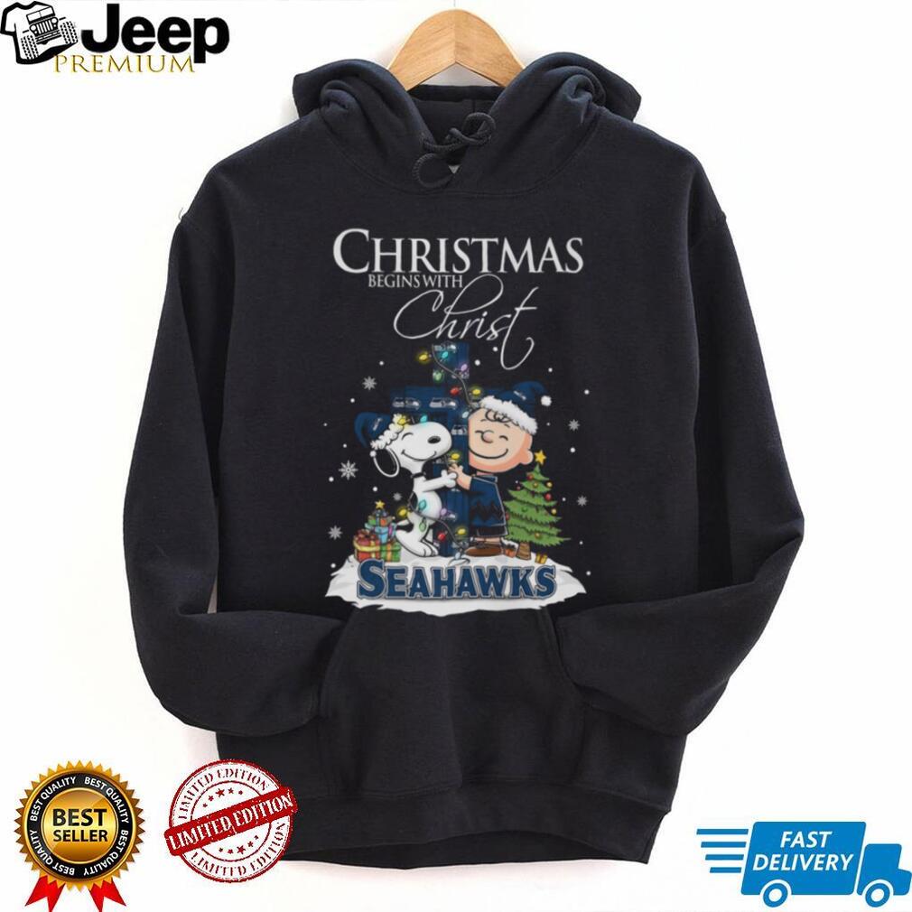 Seattle Seahawks Snoopy Begins With Christ And Friends Peanuts Christmas Shirt Seattle Seahawks Snoopy Begins With Christ And Friends Peanuts Christmas Shirt