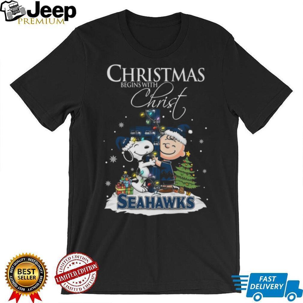 Seattle Seahawks Snoopy Begins With Christ And Friends Peanuts Christmas Shirt Seattle Seahawks Snoopy Begins With Christ And Friends Peanuts Christmas Shirt