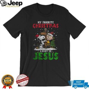 Snoopy Charlie Brown My Favorite Christmas Light Is Jesus shirt