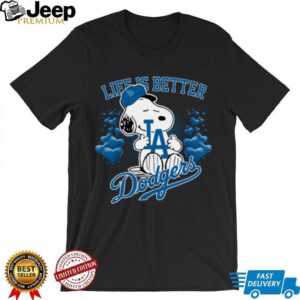 Snoopy Peanuts Life Is Better With Los Angeles Dodgers 2025 T Shirt