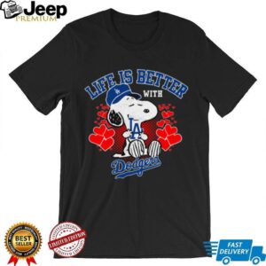 Snoopy Peanuts Los Angeles Dodgers Shirt Life Is Better With Baseball Tee