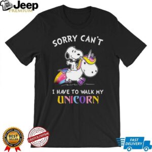 Snoopy Riding Unicorn Sorry Can't Funny T Shirt