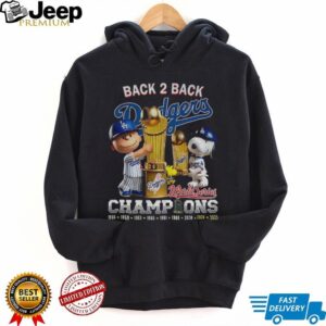 Snoopy and Charlie Brown Los Angeles Dodgers Back to Back World Series Champions 1955 2025 shirt