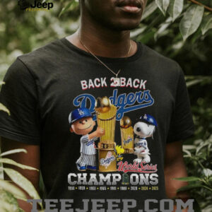 Snoopy and Charlie Brown Los Angeles Dodgers Back to Back World Series Champions 1955 2025 shirt