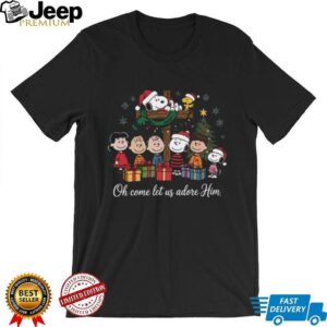 Snoopy and Friends Oh Come Let Us Adore Him Christmas Shirt