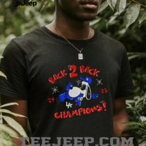 Snoopy biting Ace Blue Jays bird Los Angeles Dodgers Back 2 Back Champions ’24 ’25 shirt