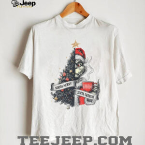 Sorta Merry Sorta Grinchy Green Mean Guy Christmas Tree art shirt