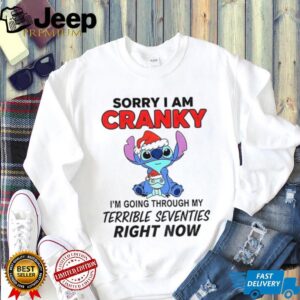 Stitch Santa hat sorry I am cranky I’m going throuch my terrible seventies richt now Merry Christmas shirt Stitch Santa hat sorry I am cranky I’m going throuch my terrible seventies richt now Merry Christmas shirt
